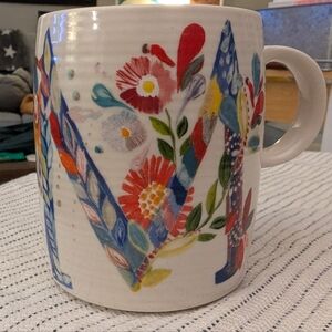 Anthro Floral Initial Monogram Mug Letter M